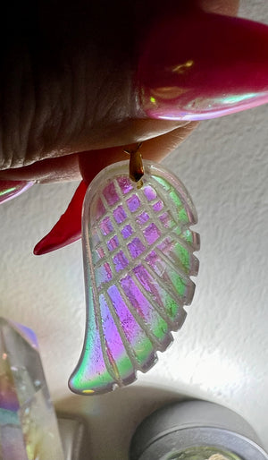 AAA Angel Wing Aura Quartz Pendant GOLD