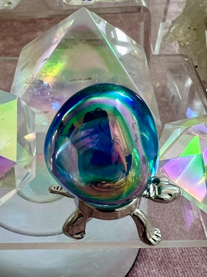 Angel Aqua Aura Egg w silver stand chosen intuitively