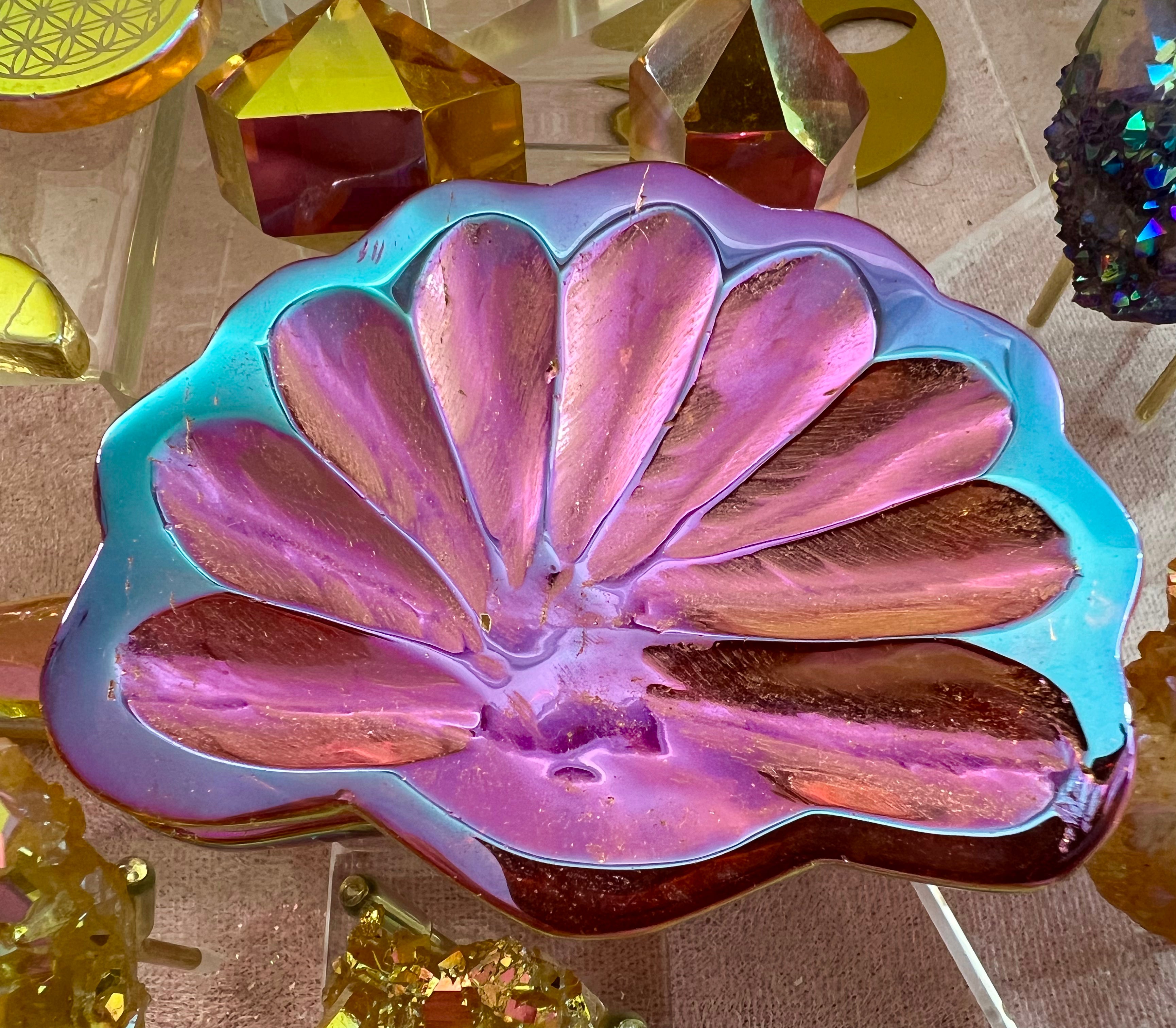 Beautiful sunset seashell bowl, large