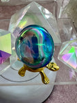 Angel Aqua Aura Egg w gold stand chosen intuitively
