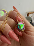 Citrine Aura Quartz sacred geometric Sterling Silver Pendant