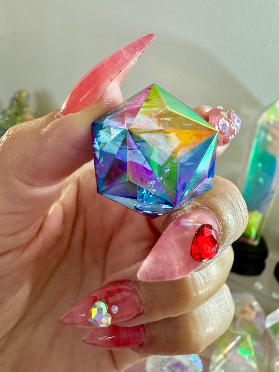 Tanzan Sacred geometrick 64 Sided Angel Aura Quartz Sphere ...