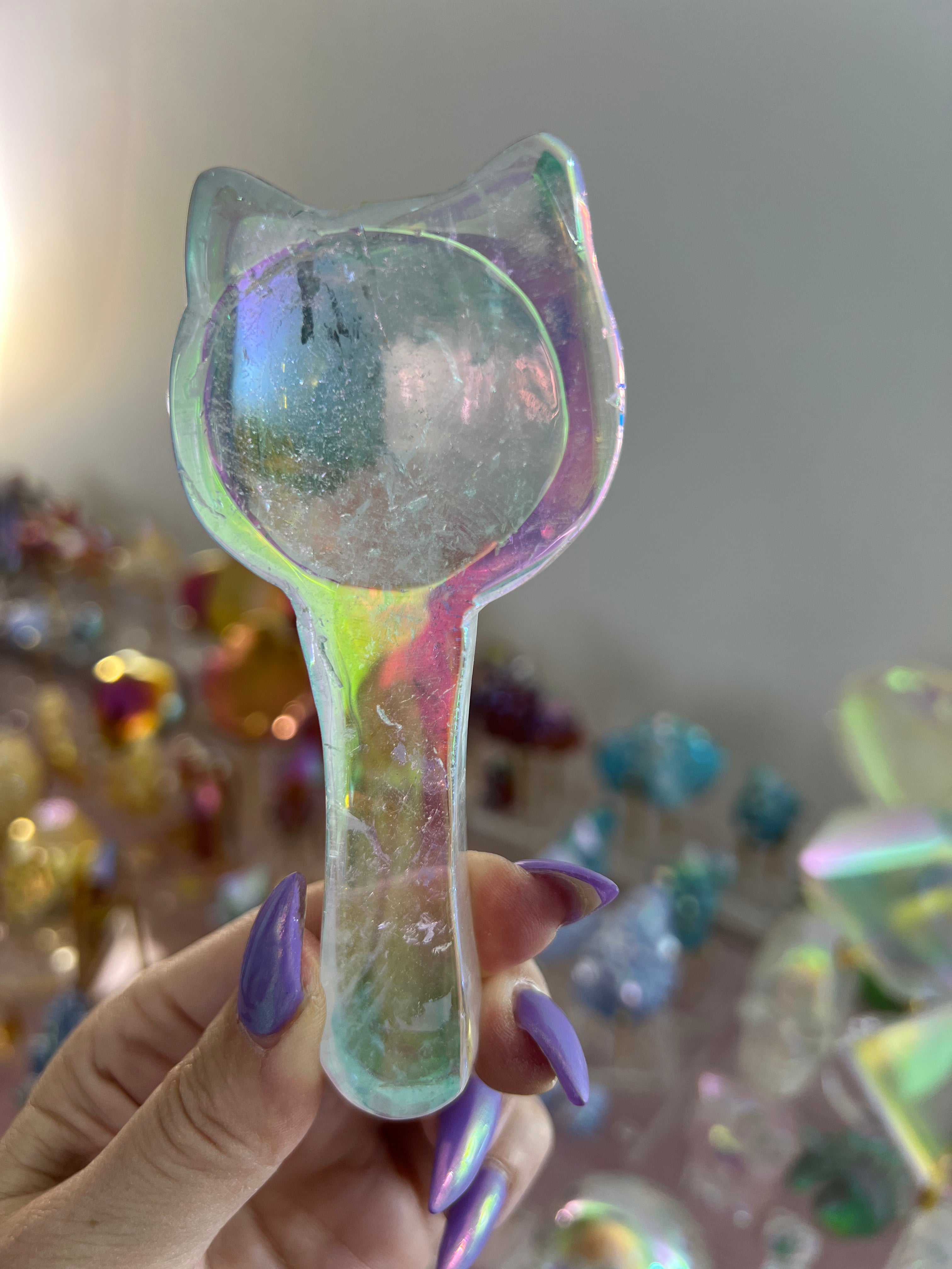 Beautiful angel aura Quartz kitty spoon #2