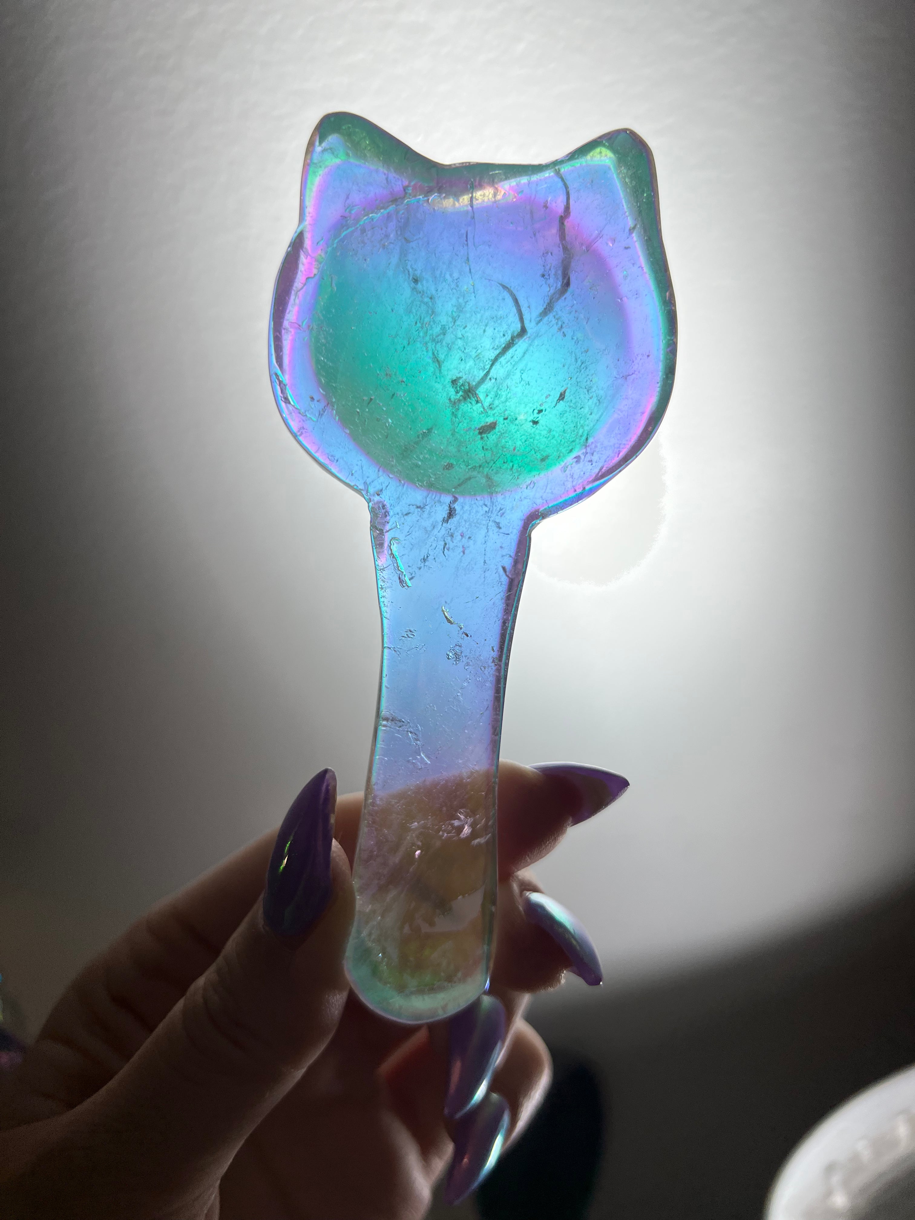 Beautiful angel aura Quartz kitty spoon #2