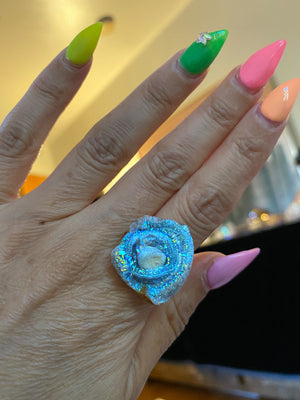 Angel Aura Chalcedony Sterling Silver Ring size 9-10