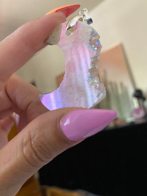 Angel aura amethyst medium moon sterling silver pendant 3