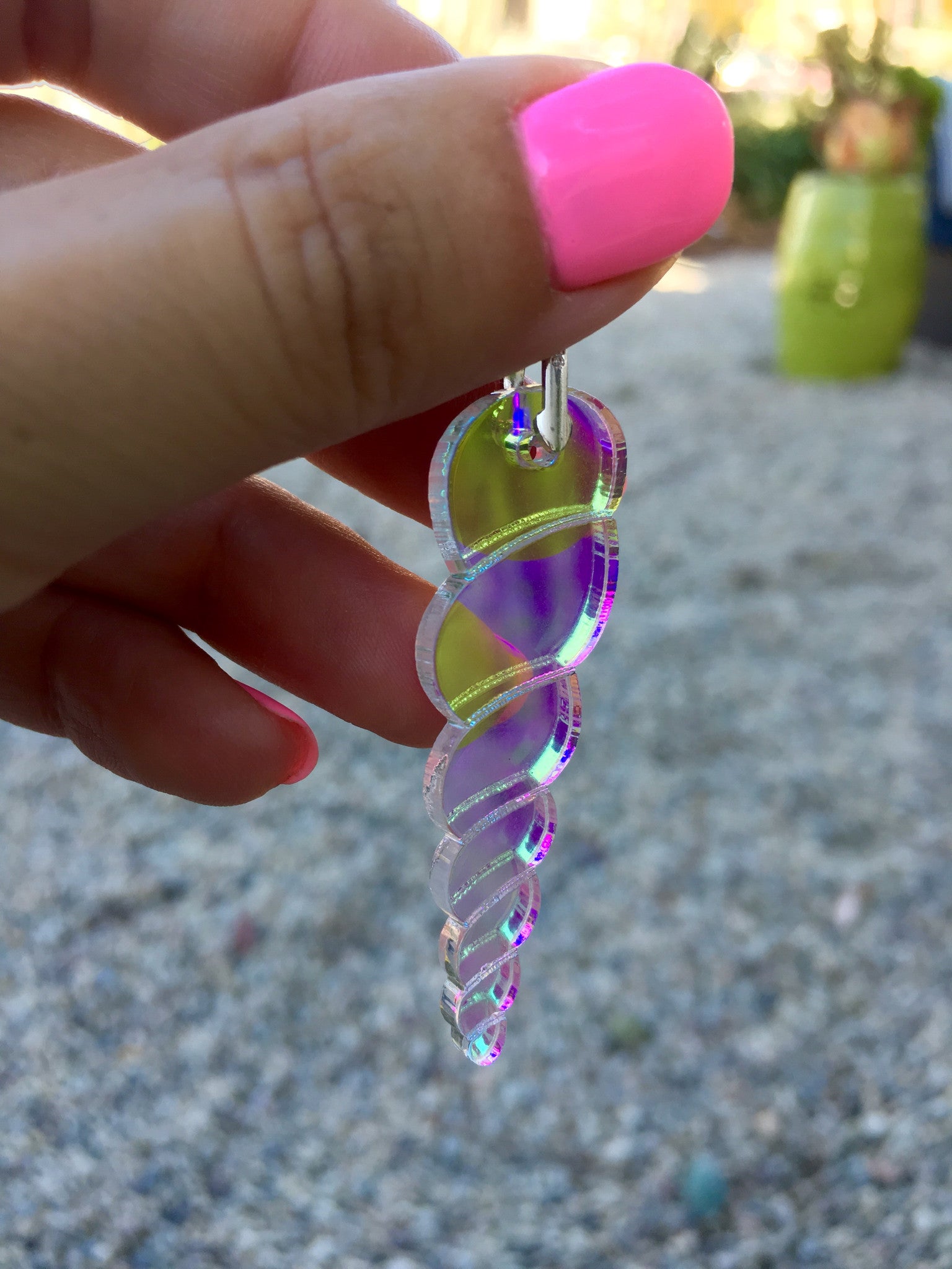 Medium Holographic Unicorn Horn Necklace Sterling Silver - TheCrystalFairy