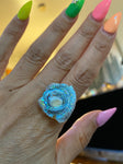 Angel Aura Chalcedony Sterling Silver Ring size 9-10