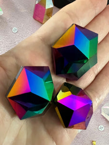 6 pointed star of David 3D Rainbow Aura Quartz AAA