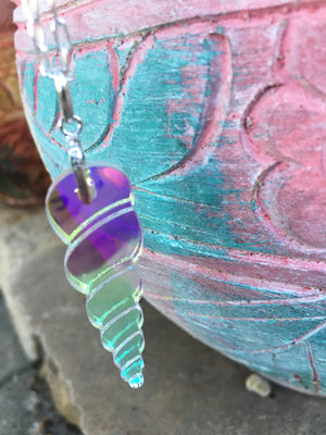 Large Holographic Unicorn Horn Necklace Sterling Silver - TheCrystalFairy